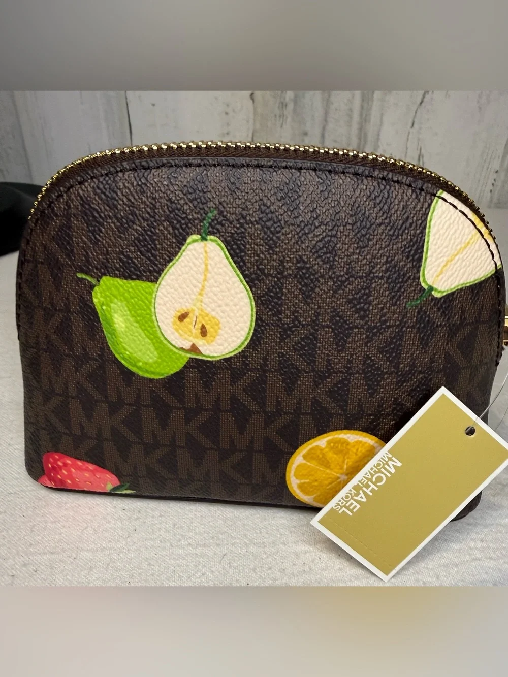 Michael Kors Jet Set Travel Pouch with Fruit Motif NWT